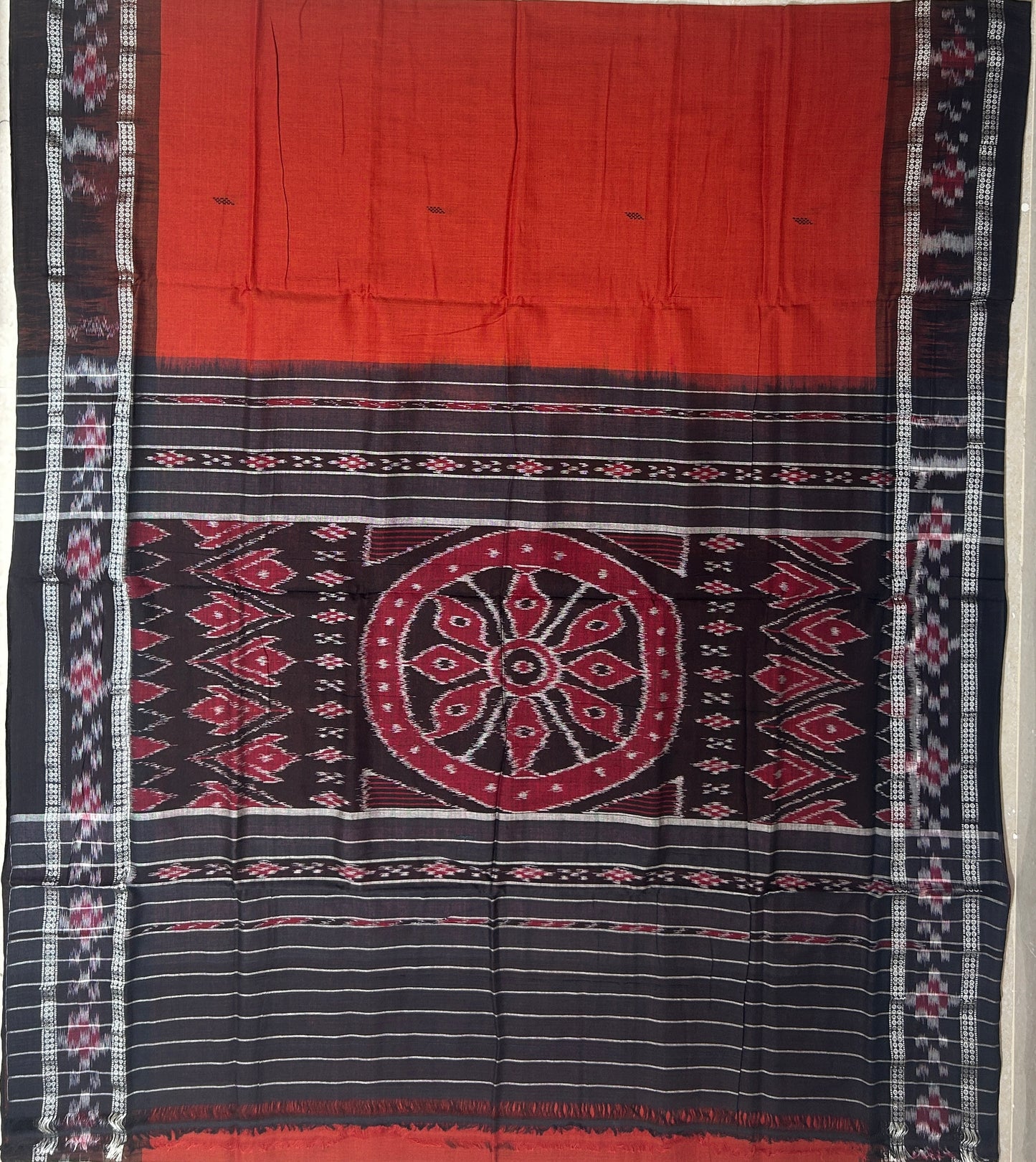 Odisha Handloom Pasapalli Border Sambalpuri Ikkat cotton plain saree