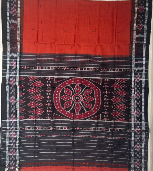 Odisha Handloom Pasapalli Border Sambalpuri Ikkat cotton plain saree