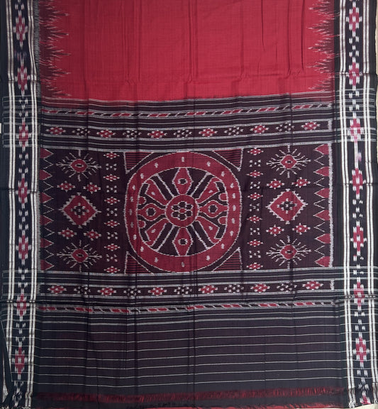 Odisha Handloom Sambalpuri Ikkat plain Cotton Saree Nuapatna Handloom
