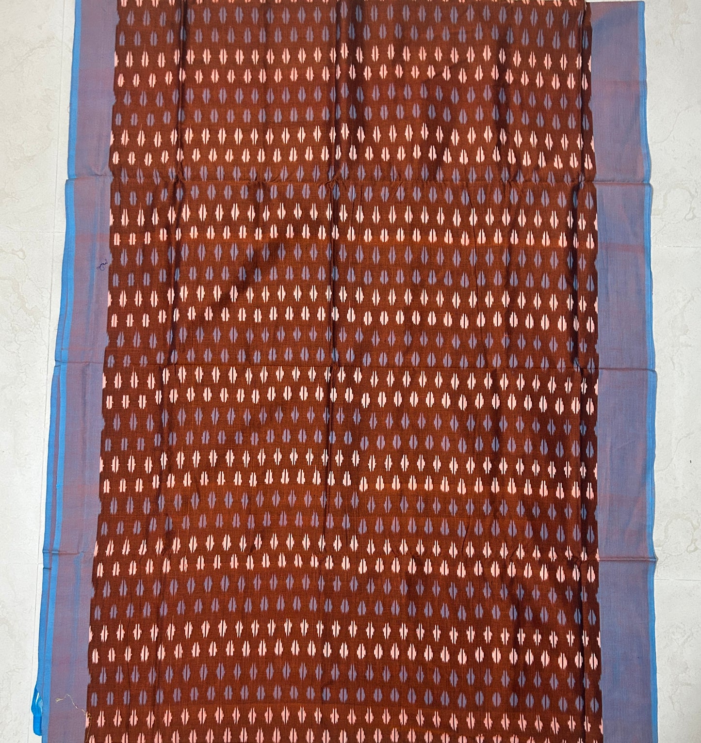 Telengana Handloom Pure Cotton Ikat Alpana Design hanwoven saree