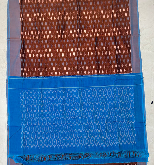 Telengana Handloom pochampally pure Cotton Ikat Alpana Design handwoven saree