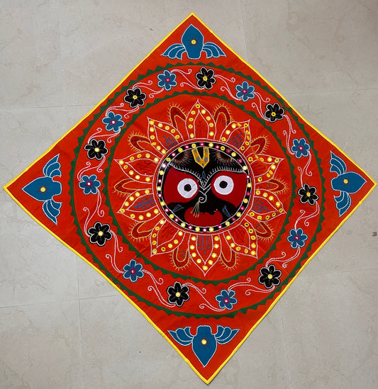 Odisha Pipili handicraft Jhoti design Chandua with Lord Jagannath Puri Idol