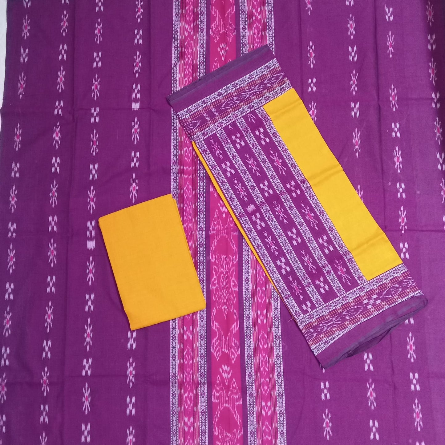 Nuapatna Cotton Odisha Handloom unstitched dress set with salwar, kameez and dupattas