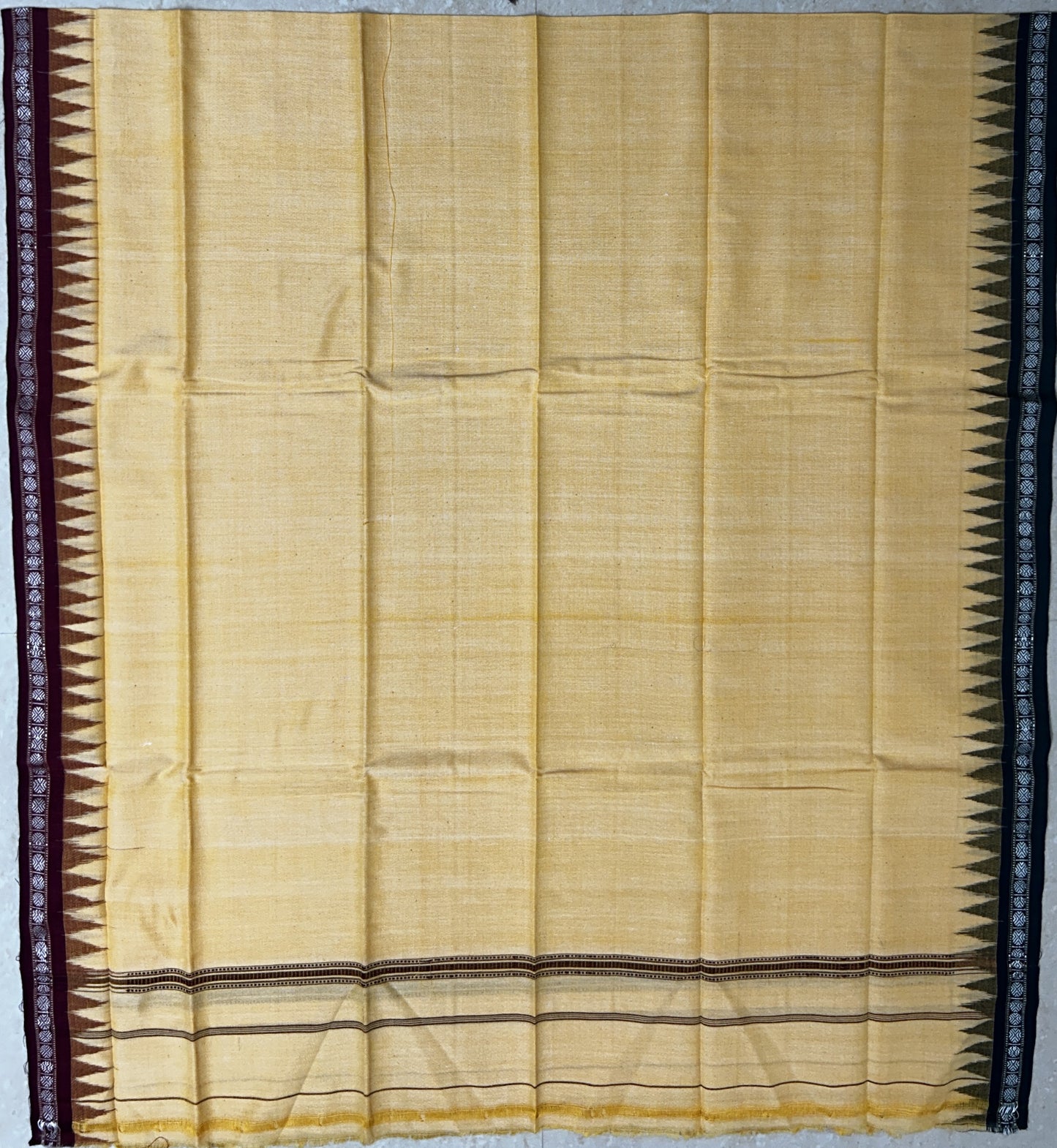 Handwoven Pure Cotton handloom Sambalpuri Odisha Gamcha towel with temple border