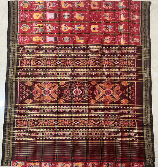 Odisha Handloom Ikkat silk Khandua Pata Nabakothi design Saree from Nuapatna