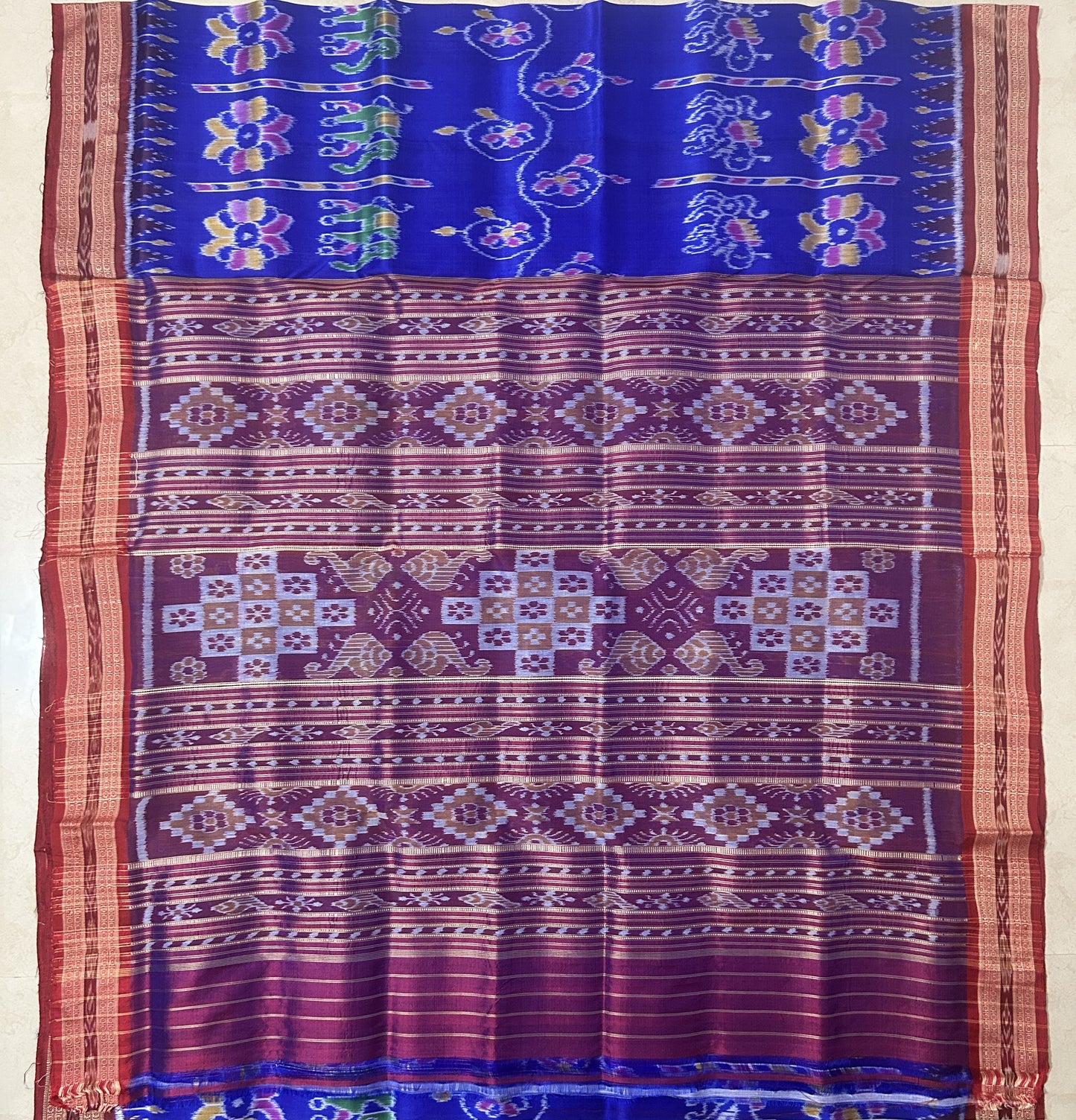 Odisha Handloom Nuapatna Tigiria Pure Silk Pata flower design silk saree for Gift