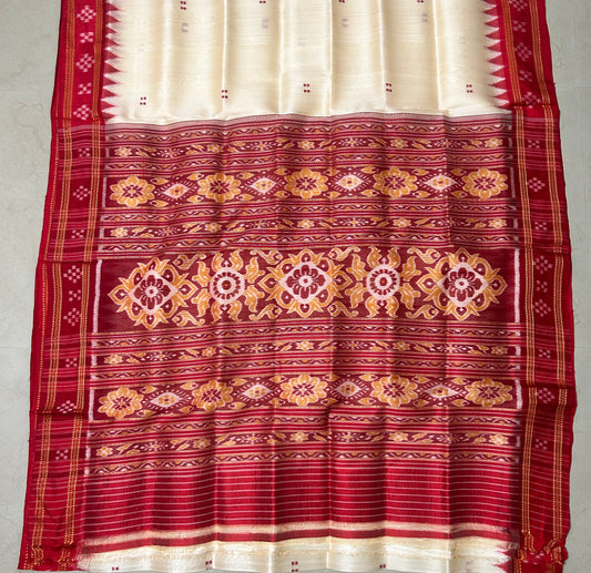 Buy Nuapatna Ikat handloom Pure Mulberry silk thread bandha Buti Pasapalli Odisha Saree