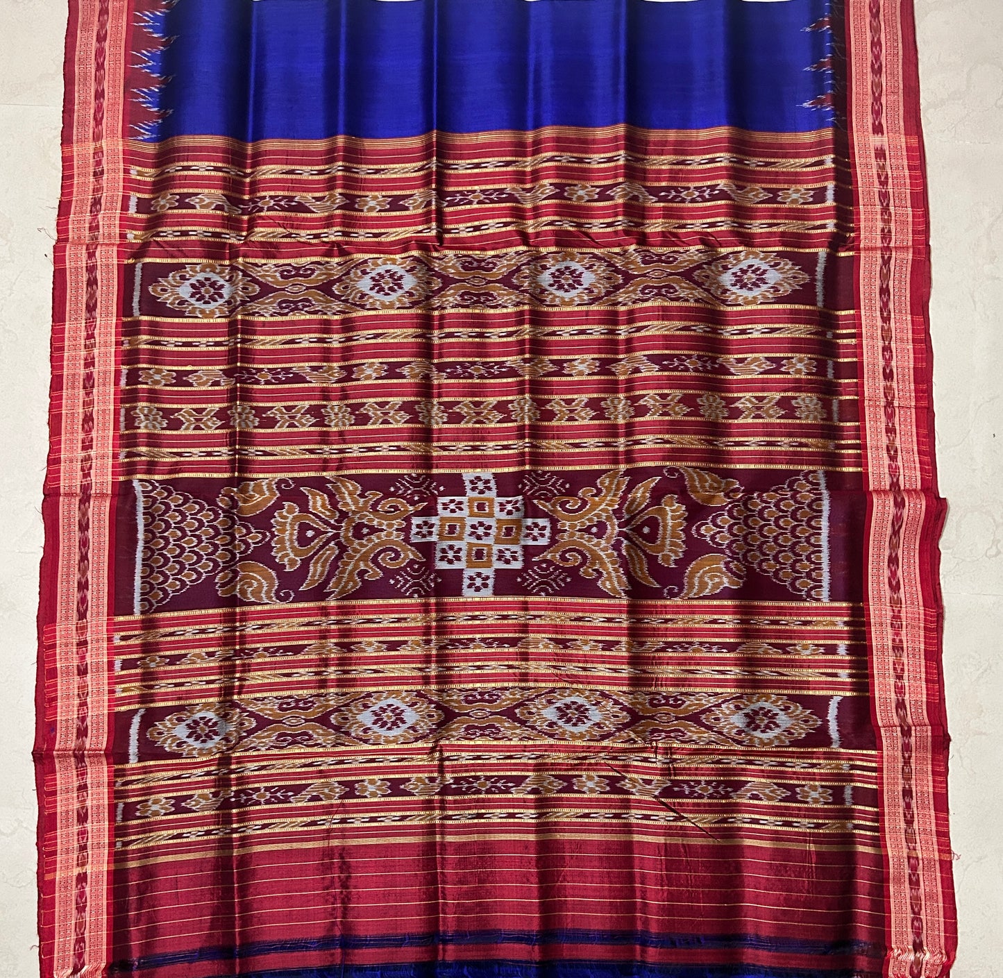 Buy Odisha Handloom Pure Silk Nuapatna Plain Khandua ikat saree for women