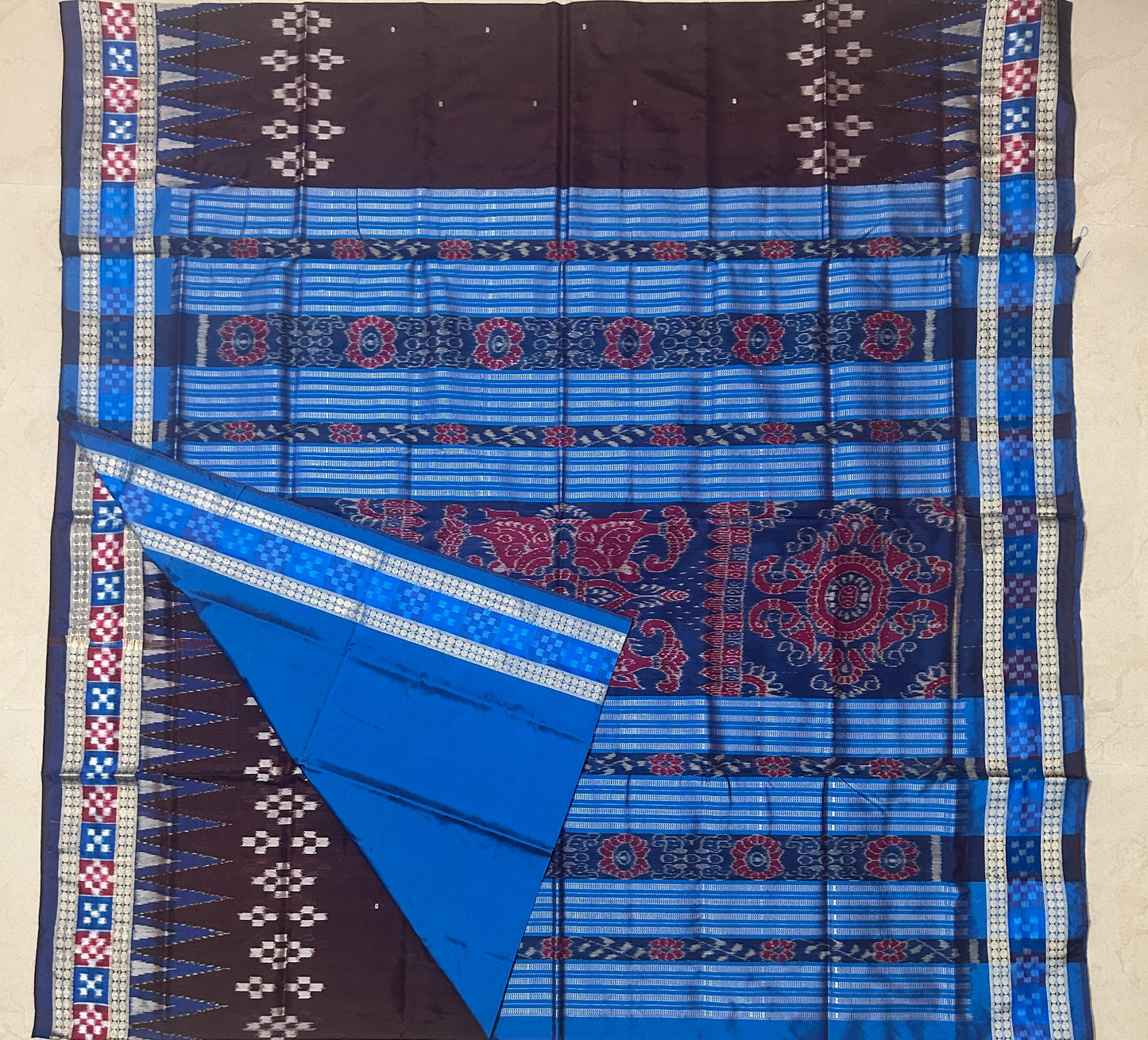 Odisha handloom Sambalpuri ikat design bandha work pure silk saree for Party
