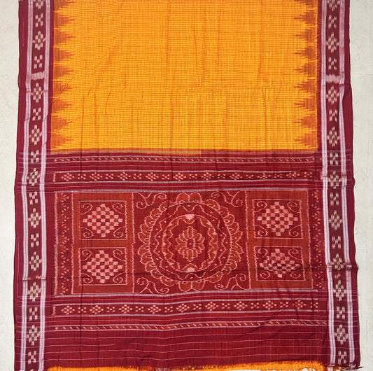 Nuapatna Odisha Handloom Yellow Colour Pure Cotton Saree for Teacher and Doctors