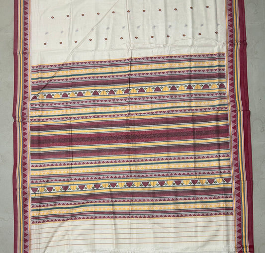 Odisha Handloom Dongria White Cotton Saree