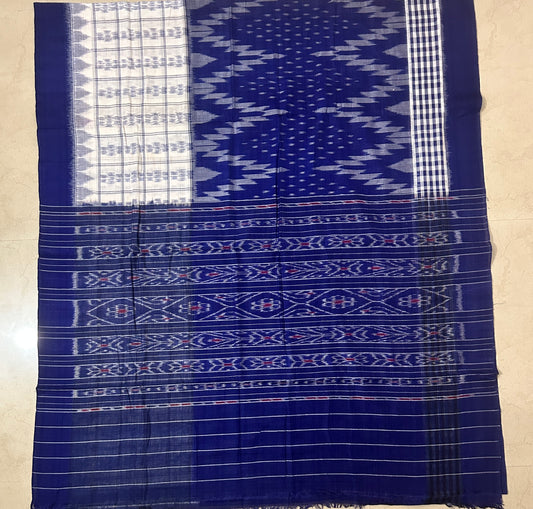Odisha Handloom Ikkat cotton blue color saree for women from nuapatna