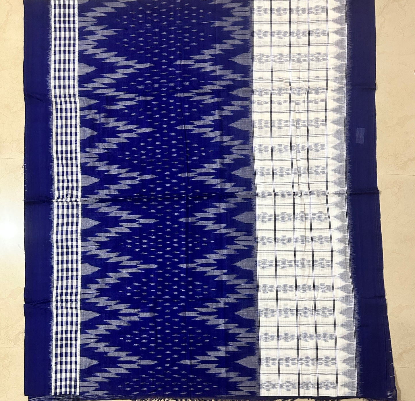 Odisha Handloom Ikkat cotton blue color saree for women from nuapatna