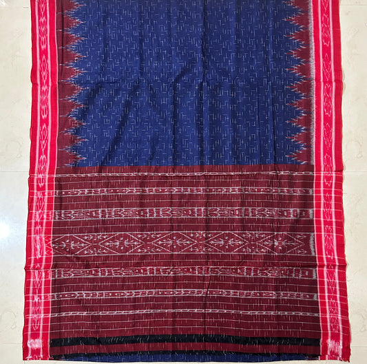 Odisha Handloom Pure Cotton Jharana ikat work maniabandha saree