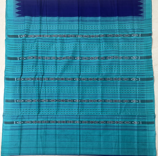 Buy Indian Pure Handloom Sambalpuri Plain Body odisha Ikat temple border cotton Saree