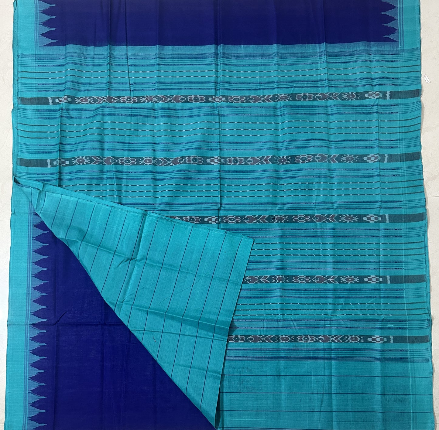 Buy Indian Pure Handloom Sambalpuri Plain Body odisha Ikat temple border cotton Saree
