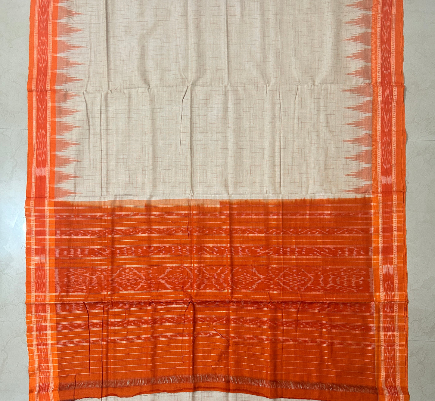 Odisha Handloom Temple Border Jharana Nuapatna bandha Cotton saree