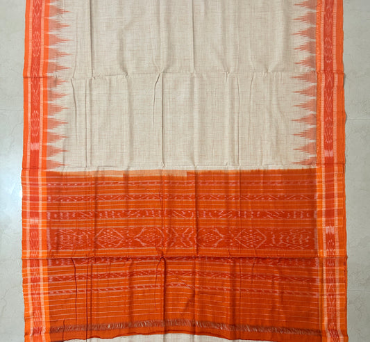 Odisha Handloom Temple Border Jharana Nuapatna bandha Cotton saree
