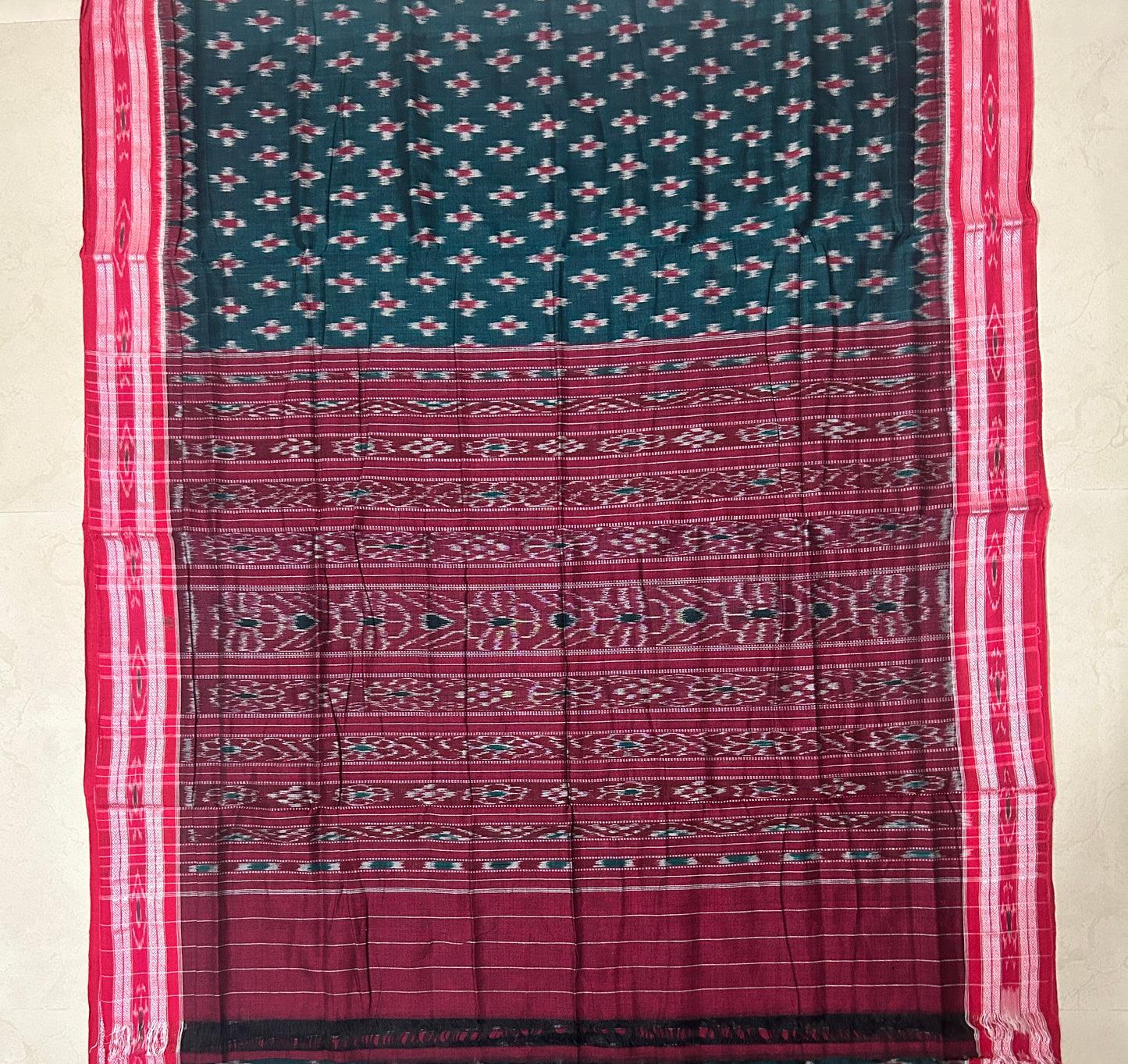 Odisha Handloom Pure Cotton Buti Plain Casual Cotton Saree from Nuapatna