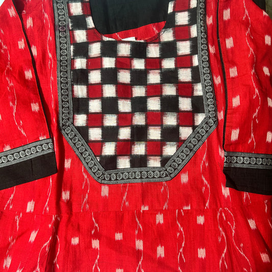 Odisha Handloom Sambalpuri Pure Cotton Readymade stitched Anarkali Kurti for Girls