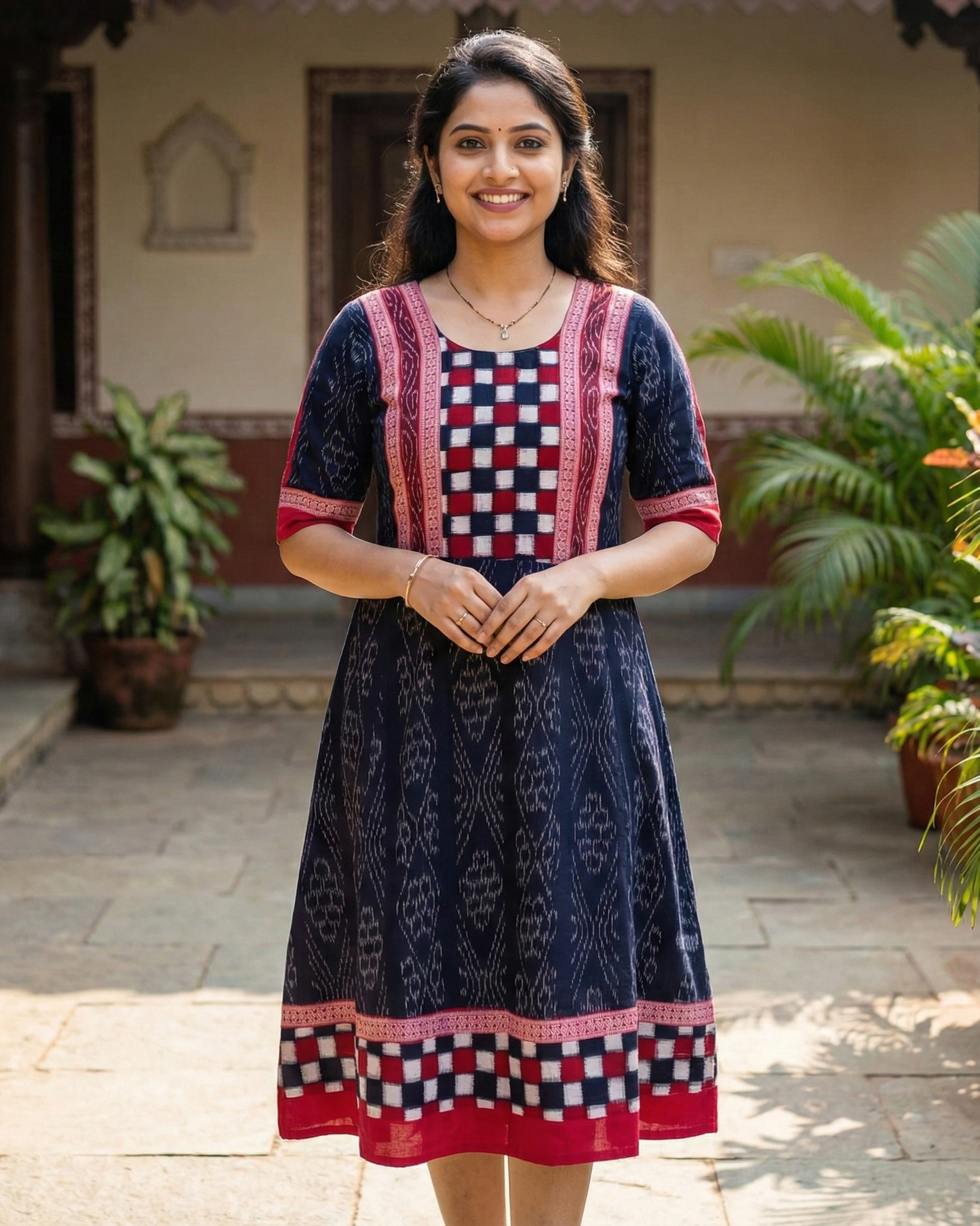 Odisha handloom Sambalpuri Stylish Long Anarkali Kurti for Girls