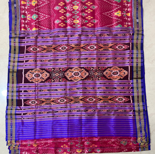Odisha Pure Silk Nuapatna Khandua new Flower alpana design ikat Pata handloom Saree