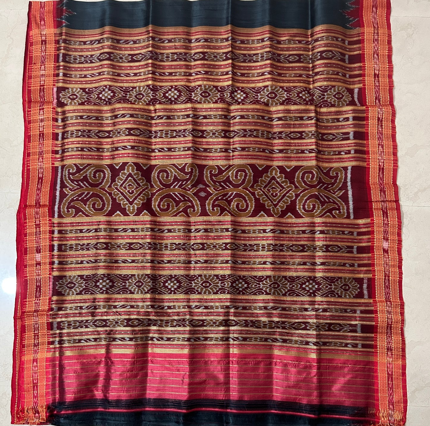 Odisha Handloom Temple Boarder Pure Silk Nuapatna Silk Saree for Wedding Gift