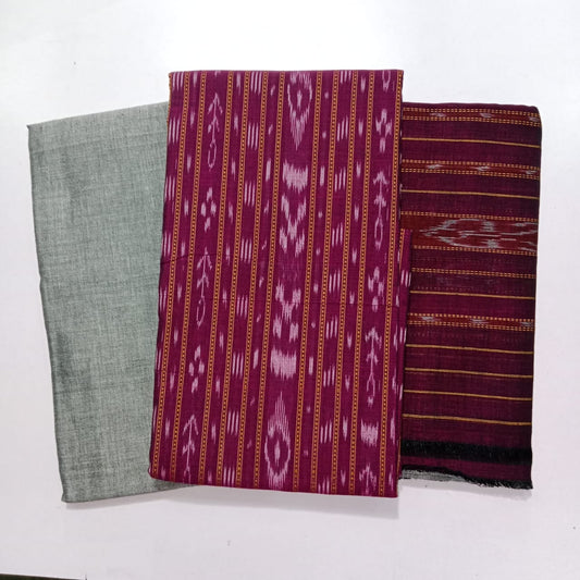 Odisha Maniabandha handloom ikat Pure cotton Patchwork Unstitched dress set