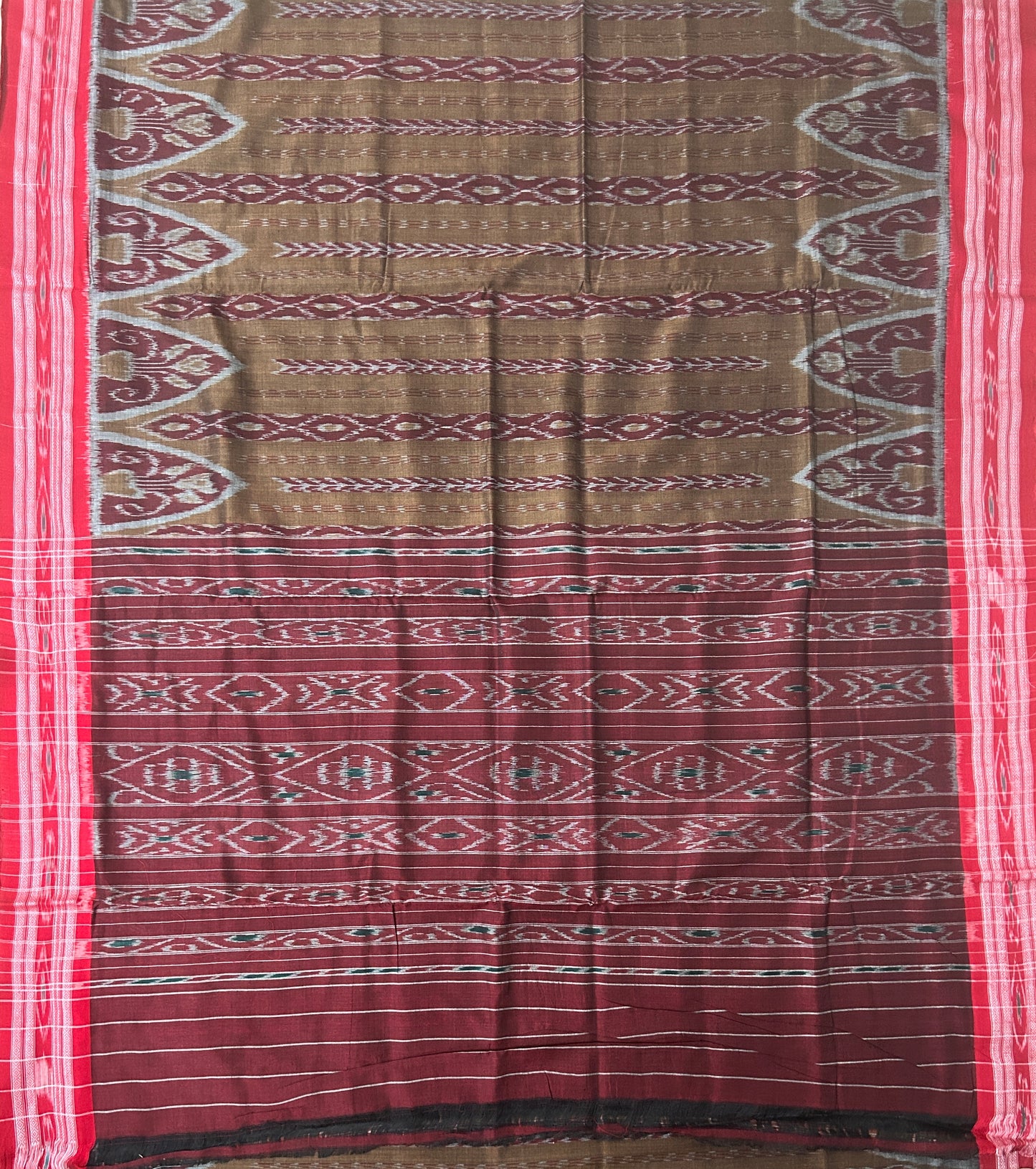 Odisha ikat pure cotton manibandha handloom weave saree for puja