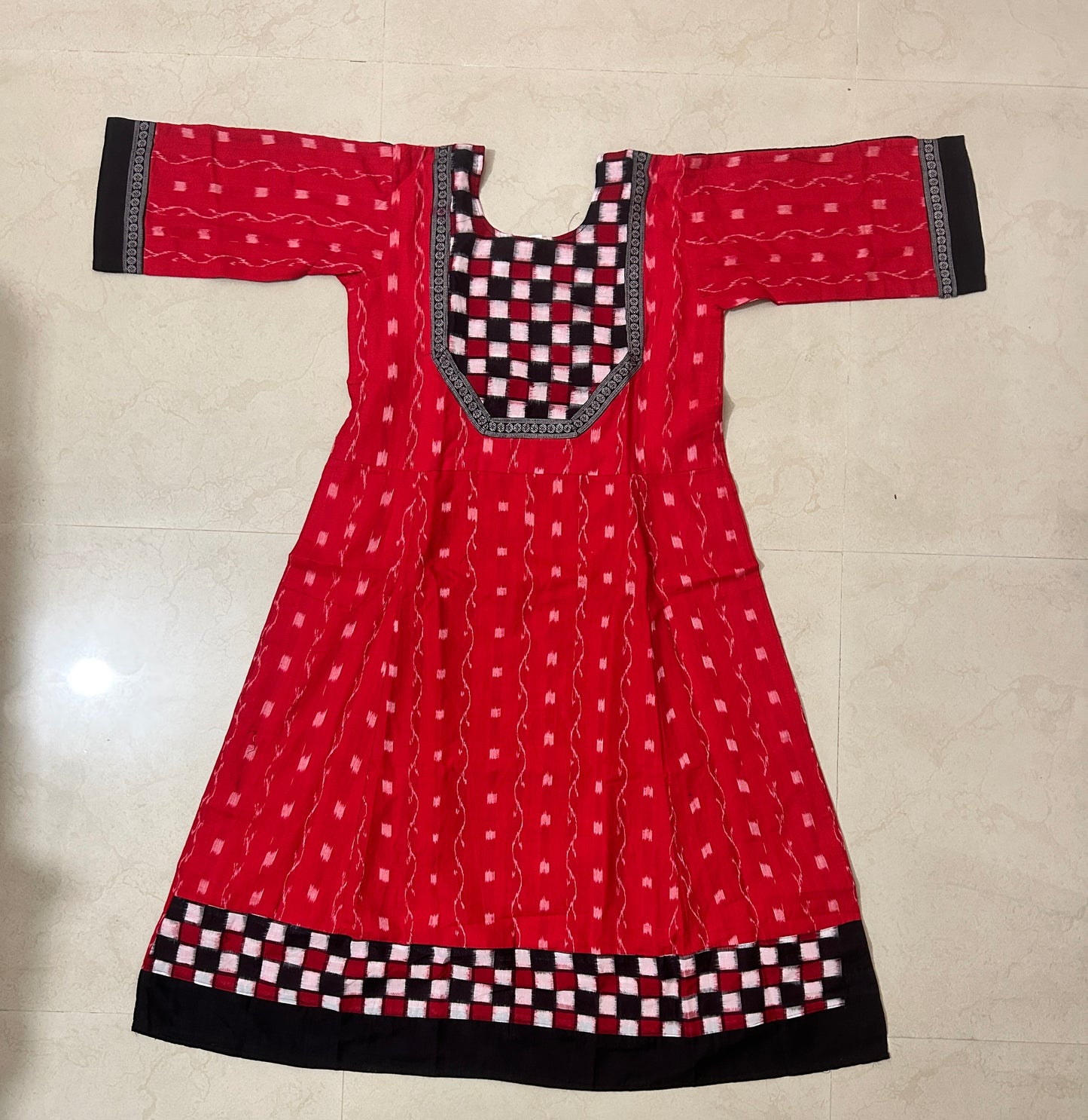 Odisha Handloom Sambalpuri Pure Cotton Readymade stitched Anarkali Kurti for Girls