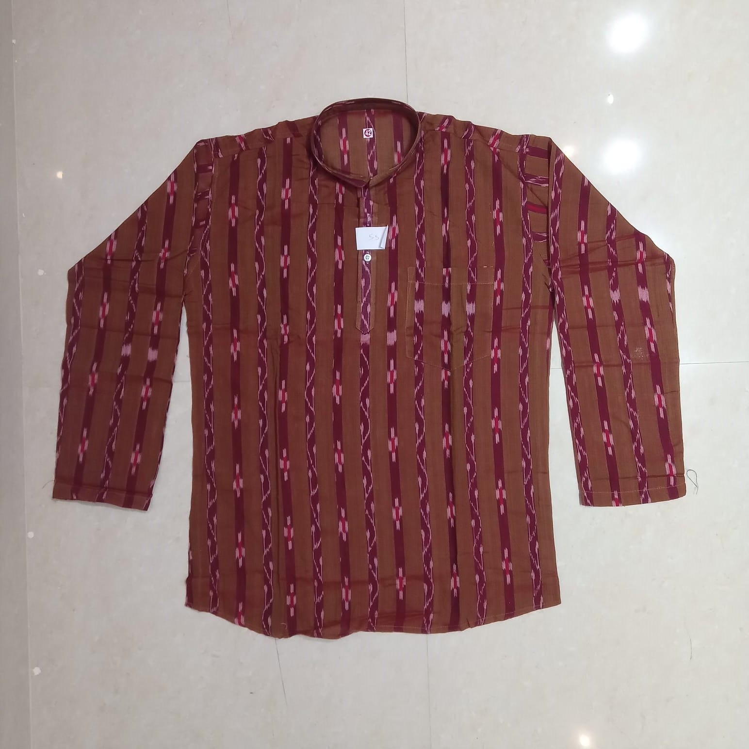 sambalpuri dress design men Handwoven Red and Green Sambalpuri Cotton Men's Shirt