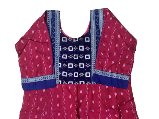 Buy Ikat Design sambalpuri handloom Pure Cotton New Design Anarkali long Kurti for Girls