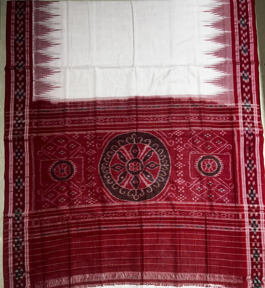 Odisha Handloom Pure Cotton Maniabandha Plain Body Pasapalli Border Saree