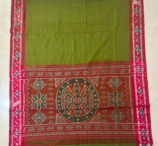 Odisha handloom cotton plain body single color pasapalli border ikt saree