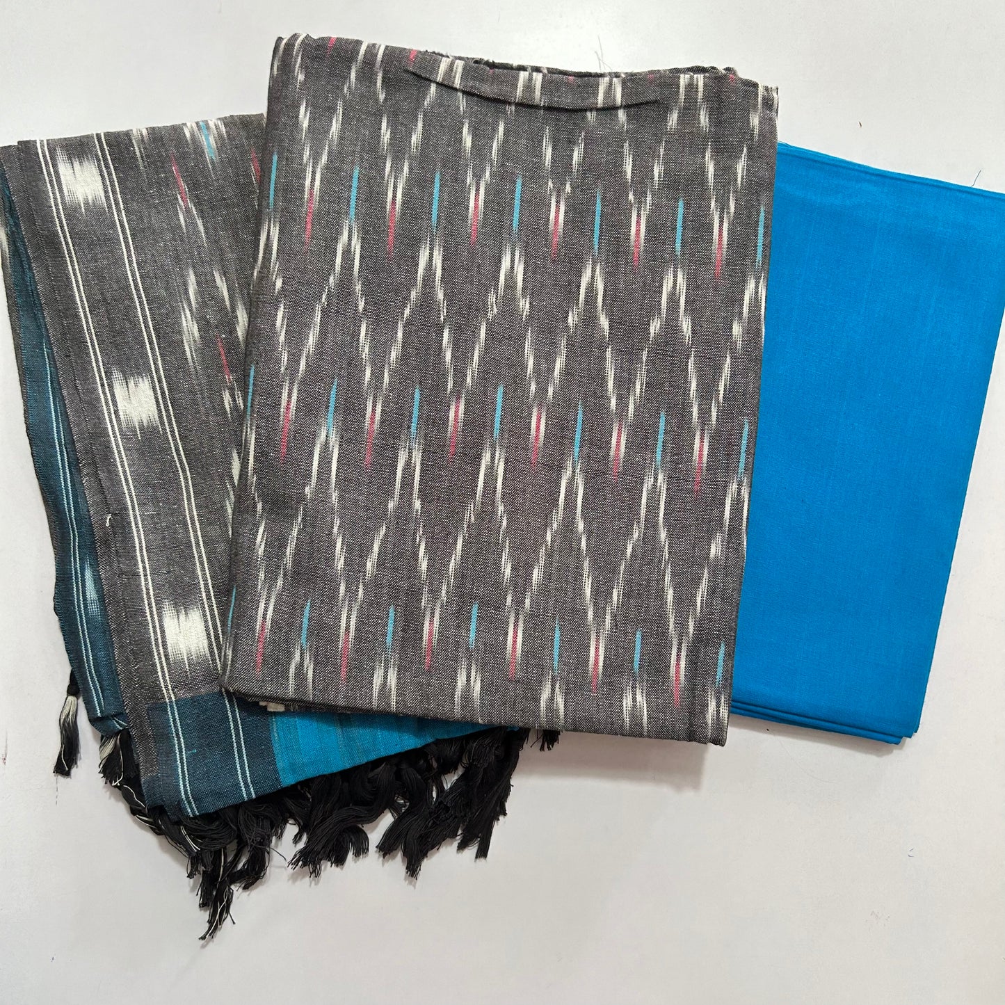 Telengana Handloom Pochampally ikkat Unstitched Dress Set best for summer wear