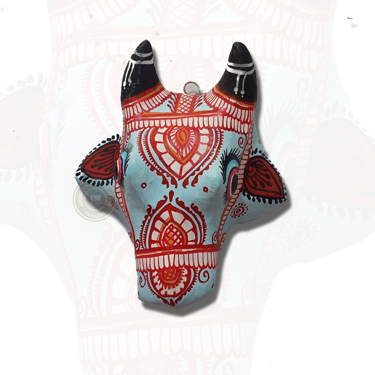 Buy this beautifully hand-painted handicraft bull mask wall hanging for home and celebrate authentic Odisha folk art.