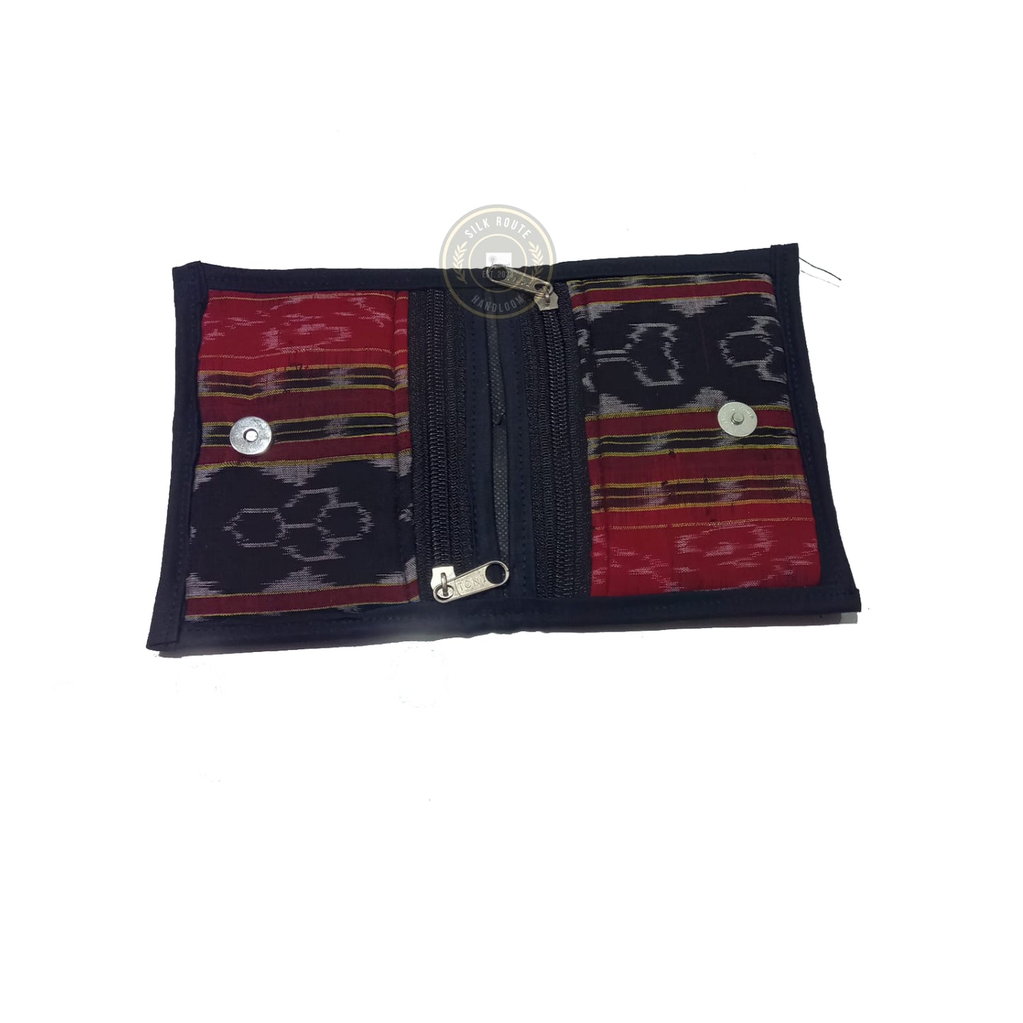 Odisha Handloom Ikat Cotton Wallet with Zipper and Button Closure for Daily Use at Cheap Price