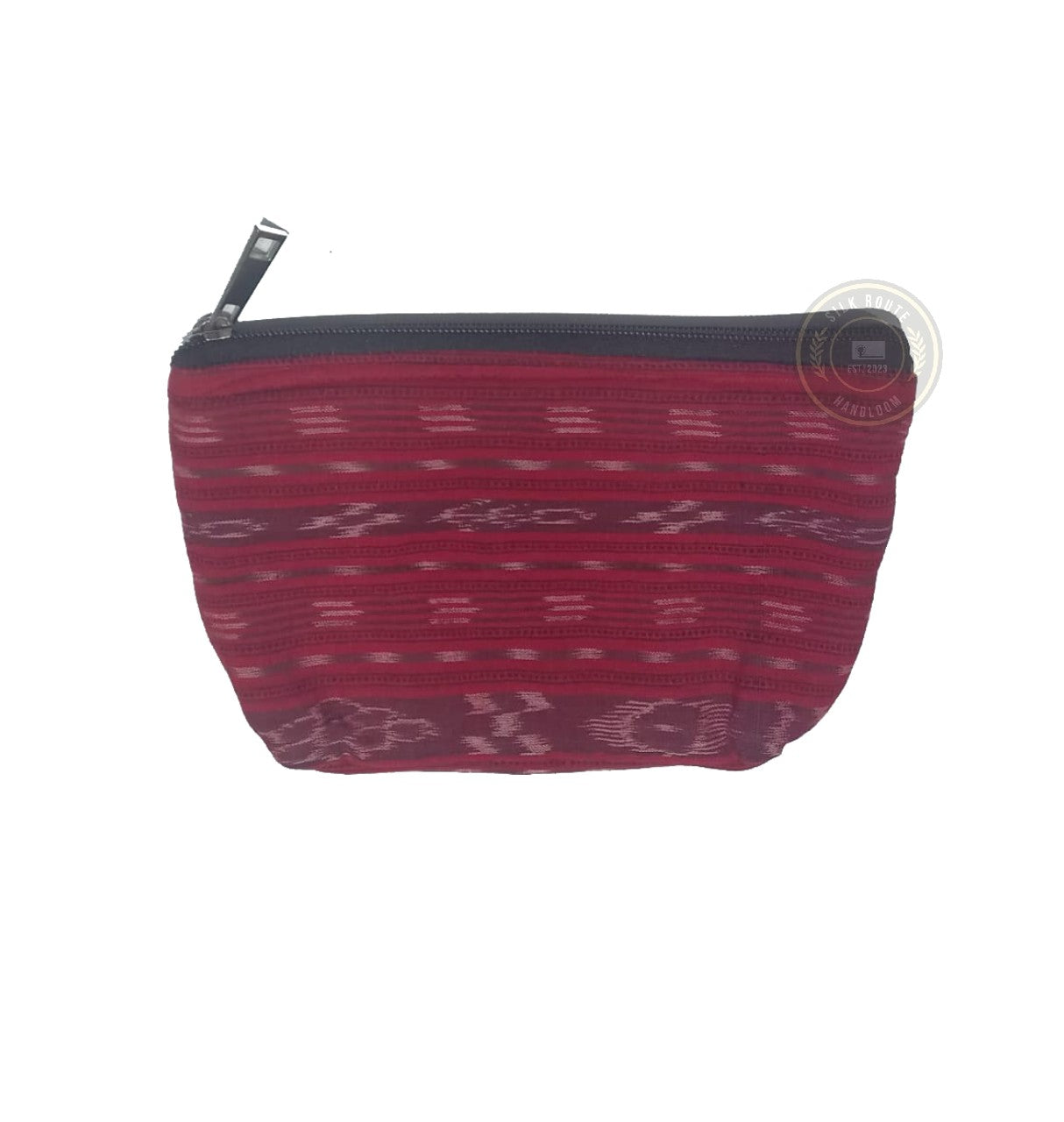 Buy Odisha handloom ikat pure cotton handmade zipper pouch for travel and daily use.