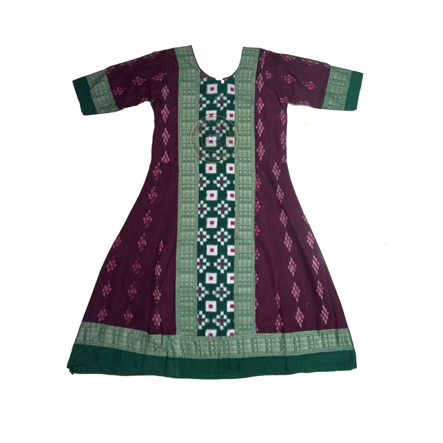 Traditional Odisha Sambalpuri cotton handloom readymade Anarkali long kurti for girl at affordable price