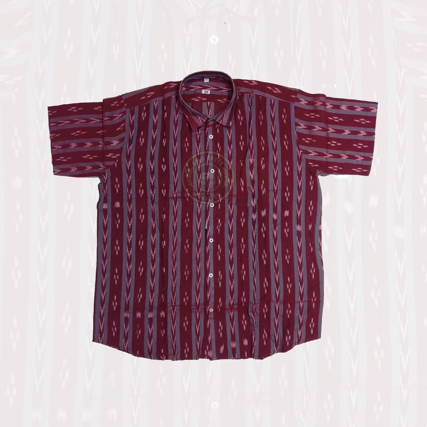 Best price Sambalpuri men’s ikat handloom cotton shirt from Odisha for daily and travel wear.