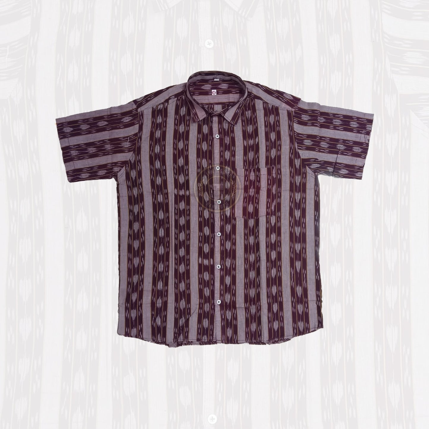 Buy Odisha handloom ikat pure cotton short sleeve shirt for men – perfect for office wear.