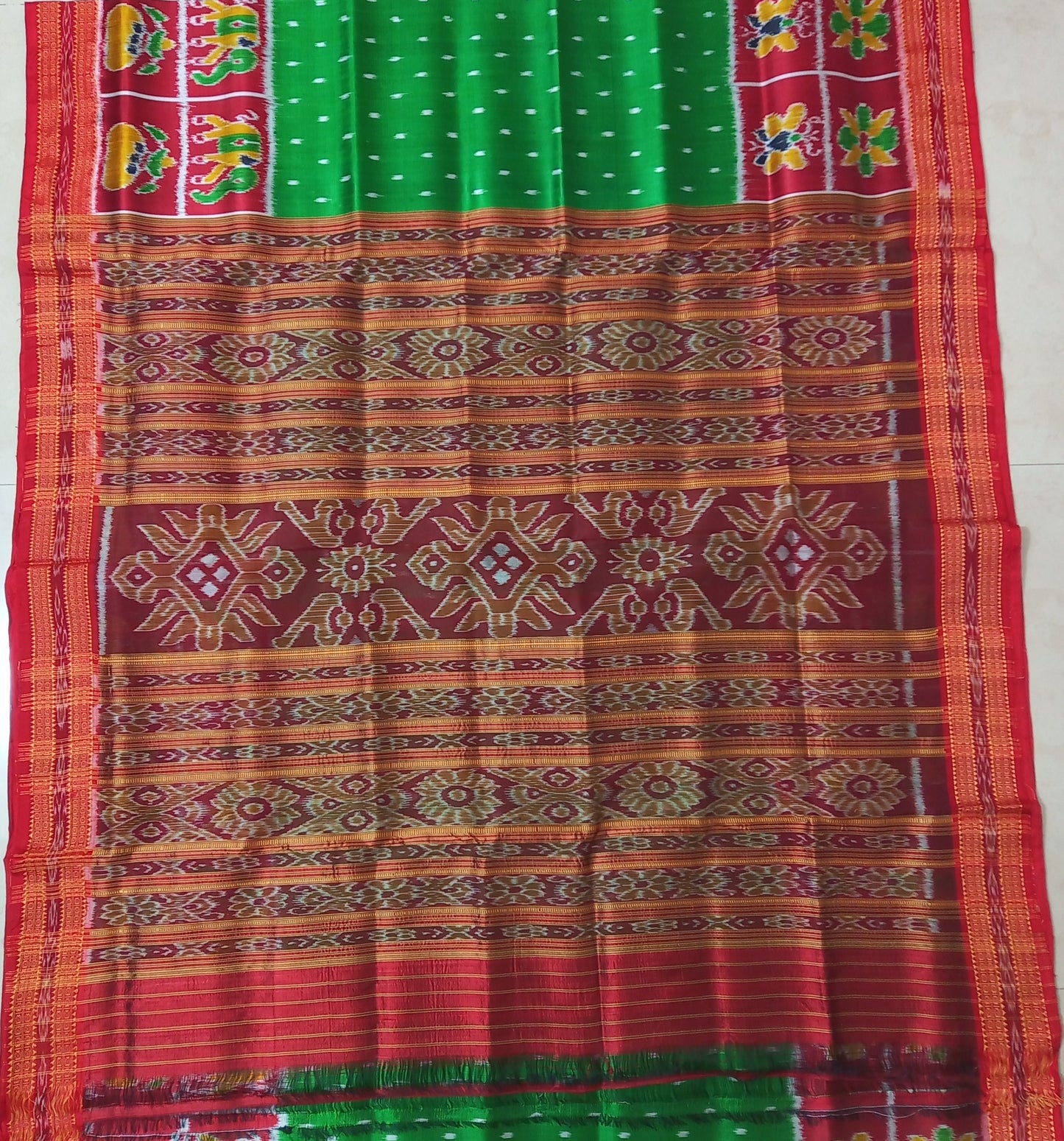 Odisha Handloom Ikat Silk Nuapatna Katki women's saree for Puja and wedding