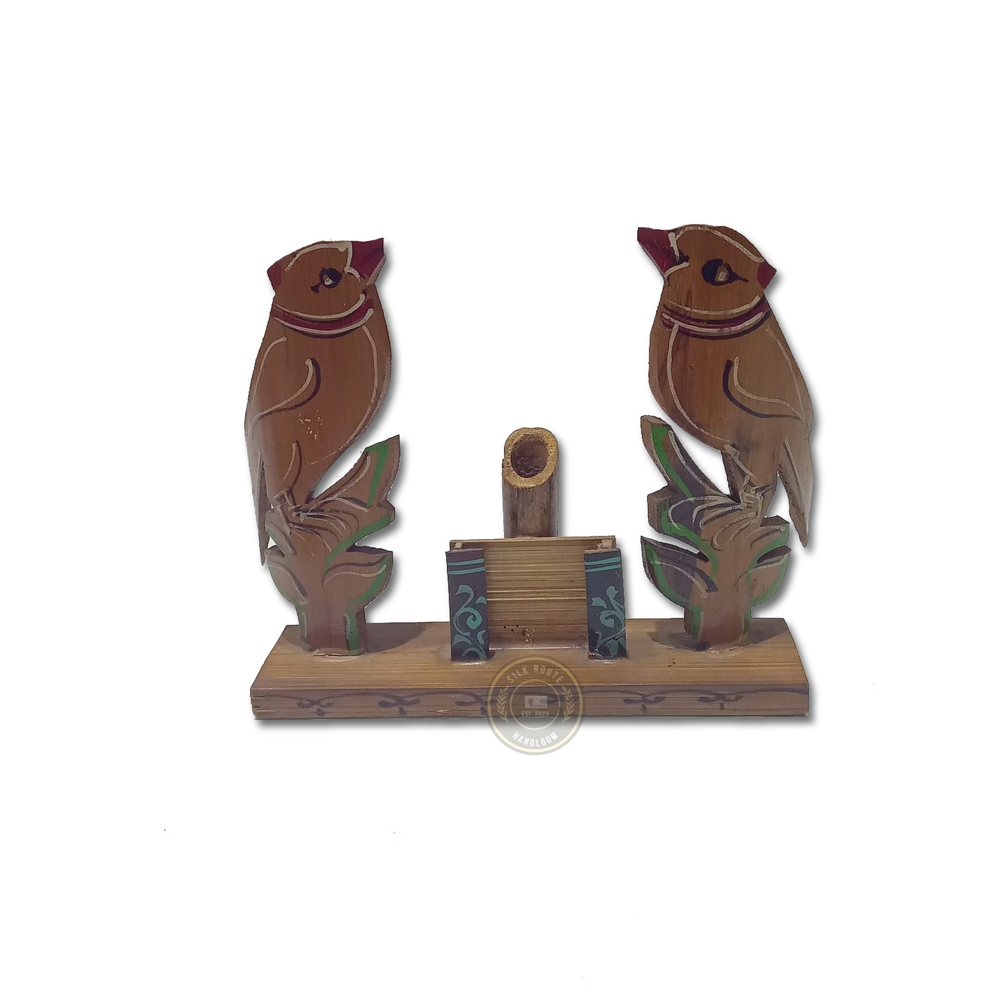 Odisha handmade wooden bird pair pen stand and table decor for office and home at best price