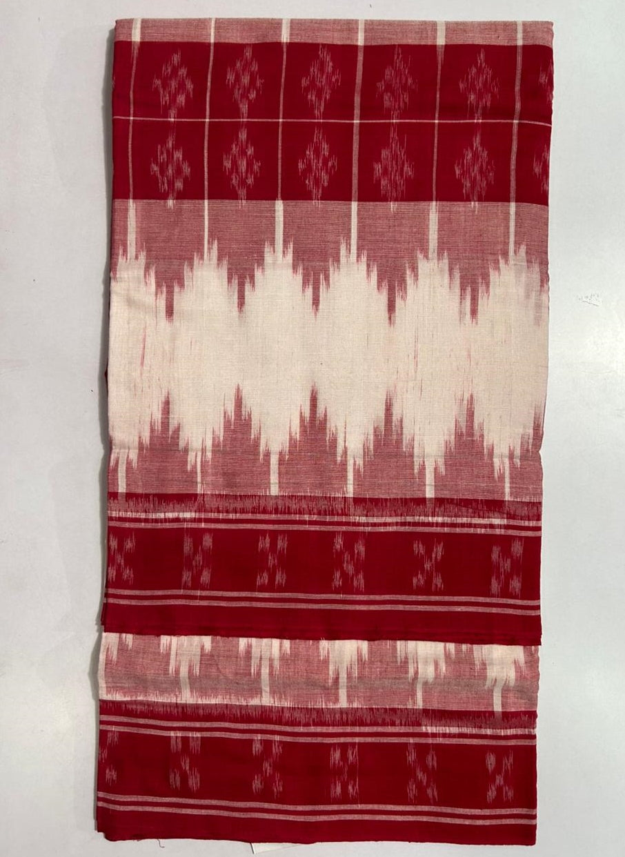 Odisha handloom Ikkat patterns White with Red nuapatna pure cotton saree