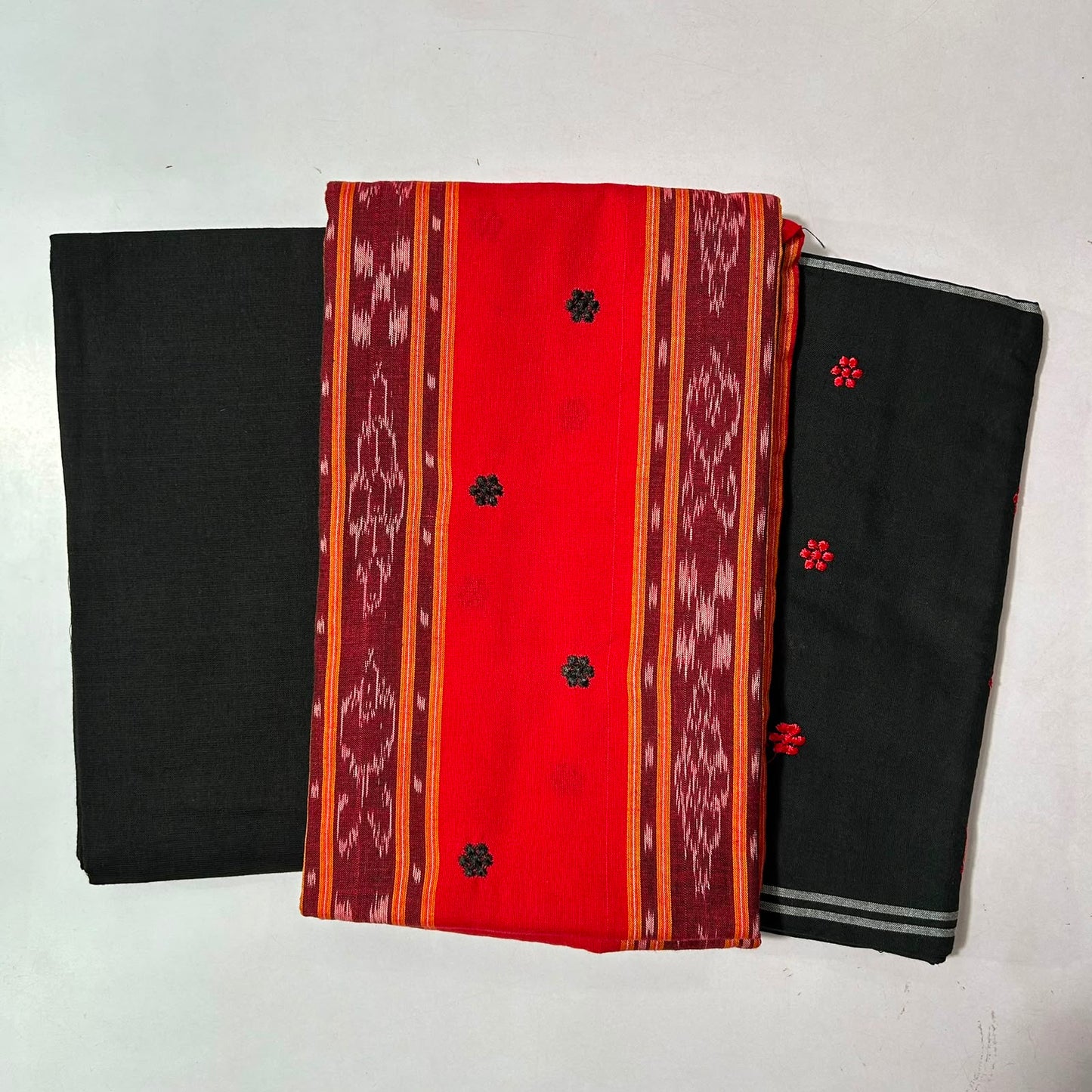 Odisha Handloom Maniabandha Ikat Cotton Patchwork unstitched dress set for school office
