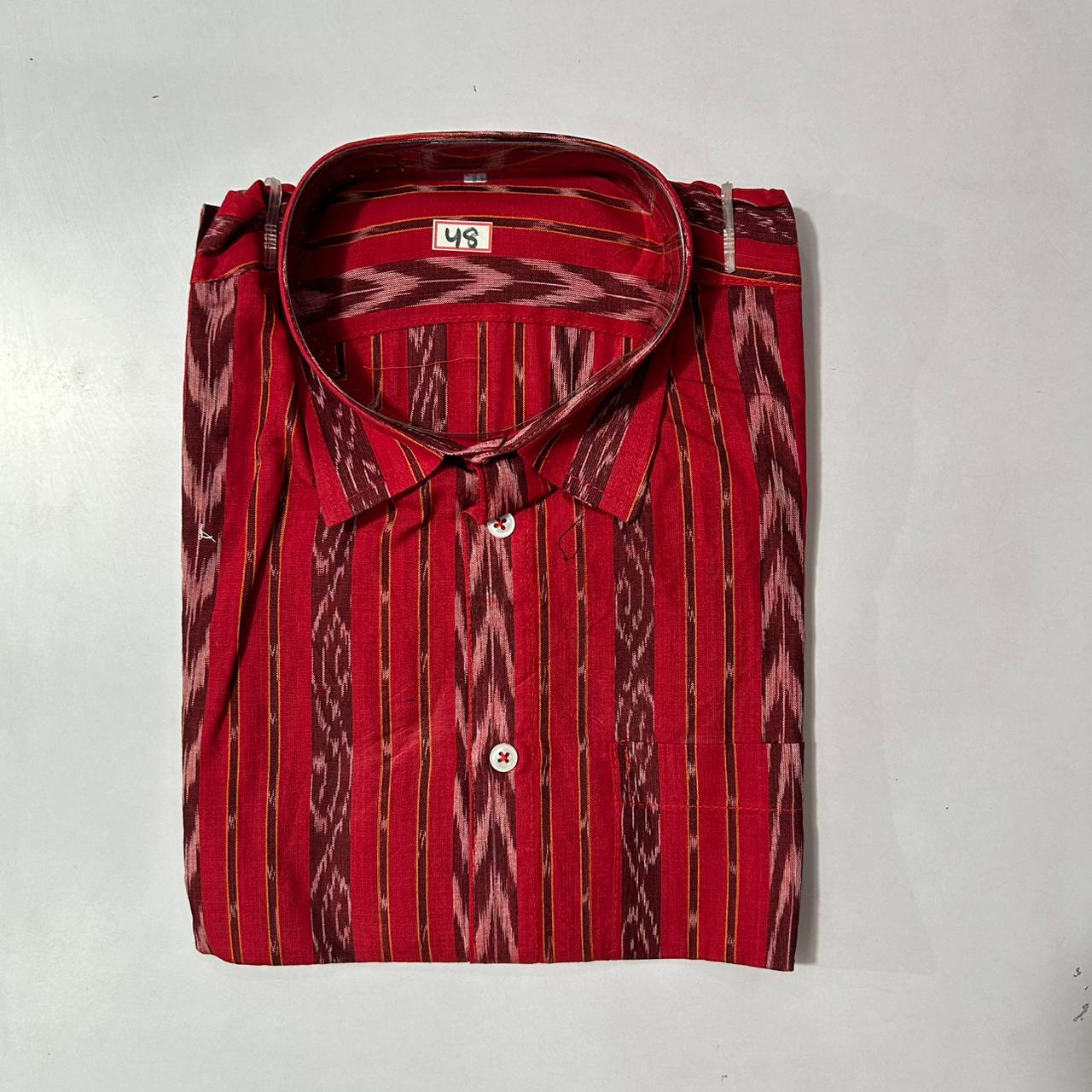 Perfect for daily and office wear at cheap price, Sambalpuri men’s ikat handloom cotton shirt from Odisha.