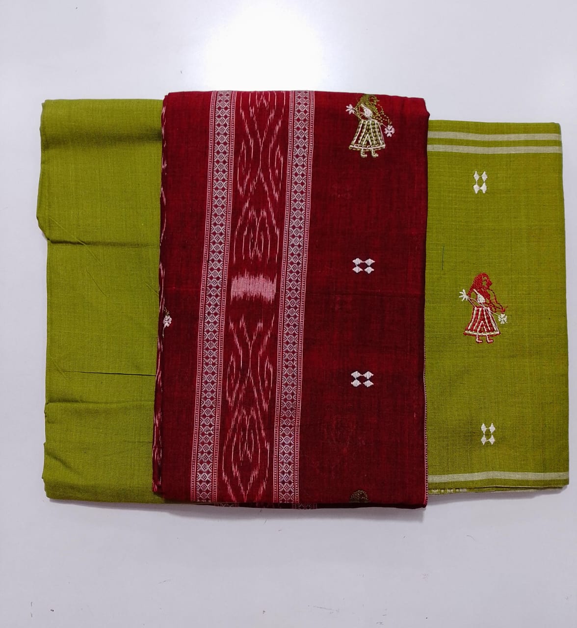 Odisha Handloom Bandha Cotton Unstitched dress set from Maniabandha