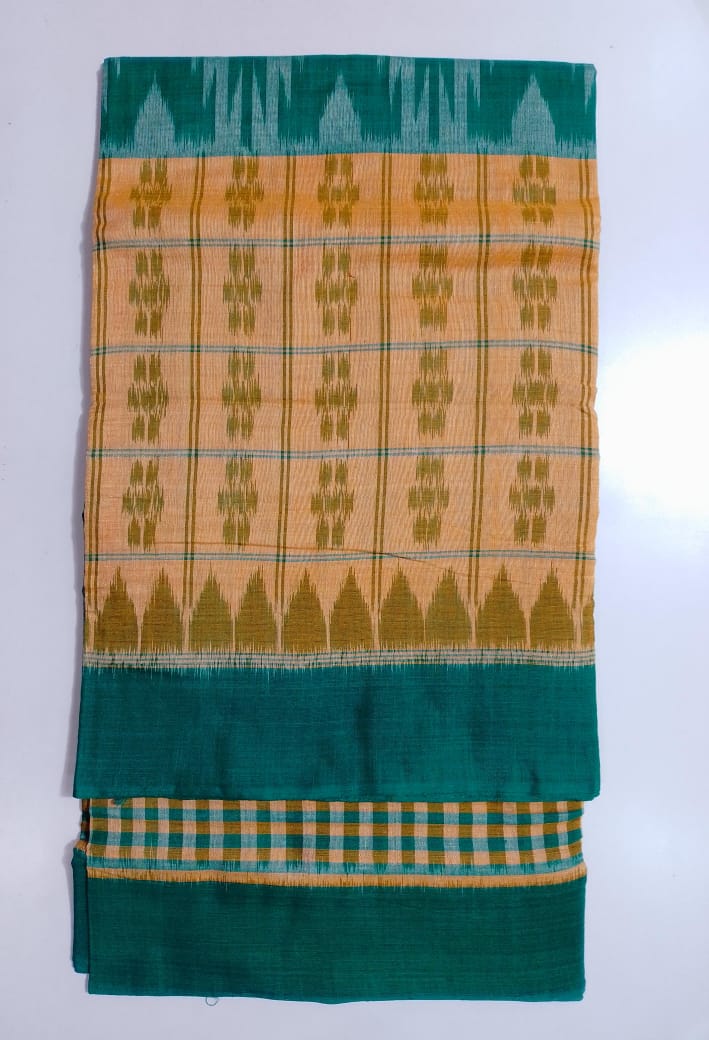 Pure Cotton Maniabandha Bandha Ikkat Saree half half design from best weavers: Odisha Handloom