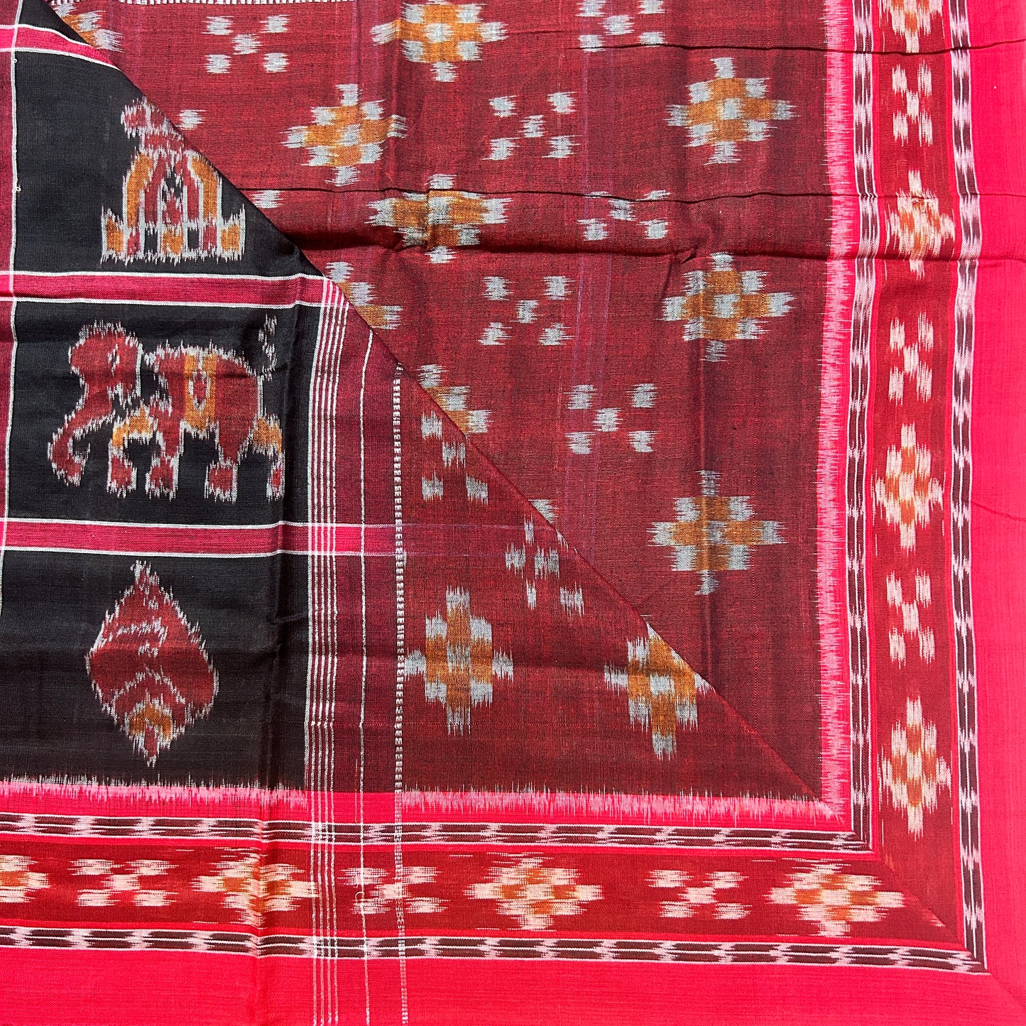 Odisha handloom Black With Red Nabakothi Maniabandha Handloom Cotton Saree