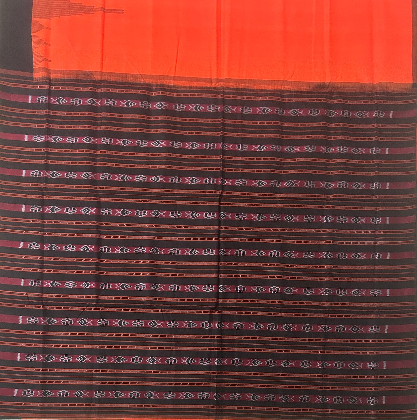 Buy Indian Pure Handloom Sambalpuri Plain Body odisha Ikat temple border cotton Saree